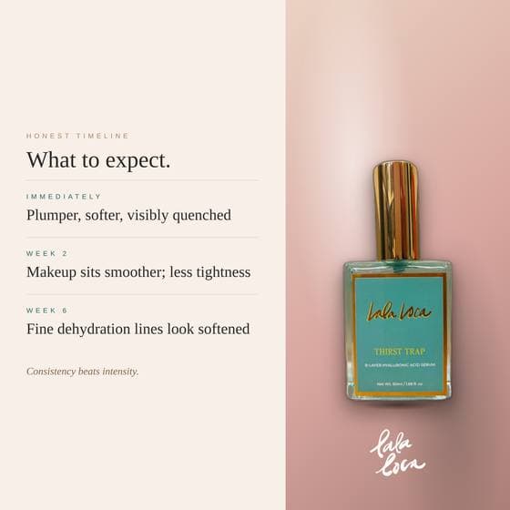 The Thirst Trap serum and its texture on a soft surface.